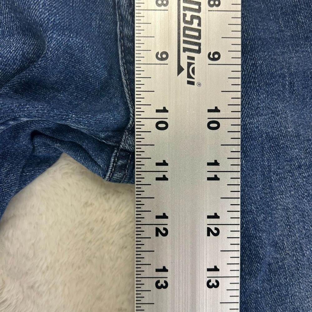 7 For All Mankind Adrien Straight Leg Jeans Mens 33 Blue Denim Whisker Stretch - Picture 13 of 14